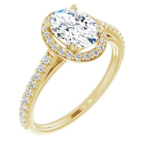 14k yellow 8x6 mm oval forever  moissanite & 1/4 ctw diamond engagement ring 