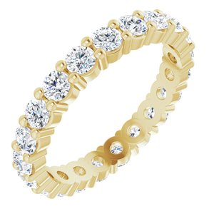 14k yellow 3 mm round forever  created moissanite eternity band size 6