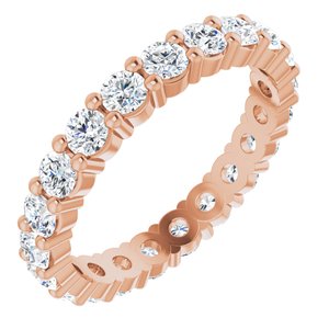14k rose 2.5 mm round forever  created moissanite eternity band size 4.5