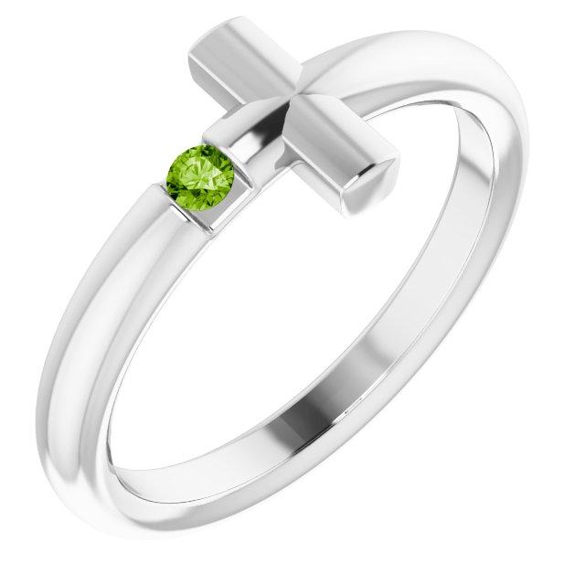 sterling silver peridot sideways cross ring        