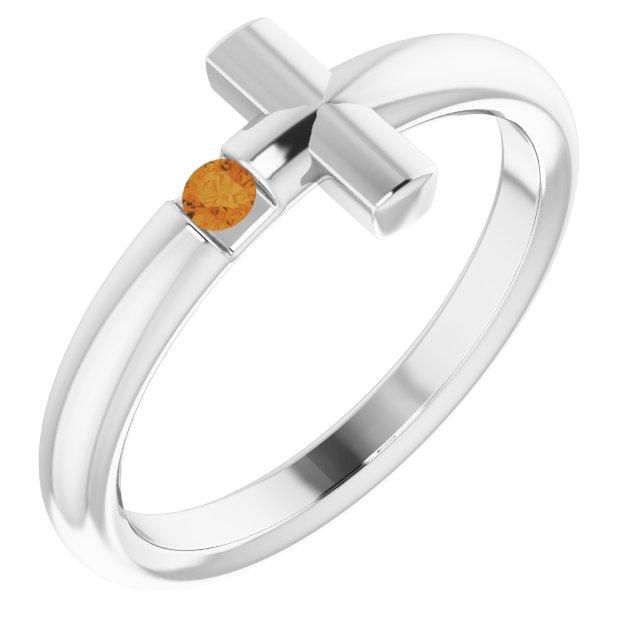 sterling silver citrine sideways cross ring      