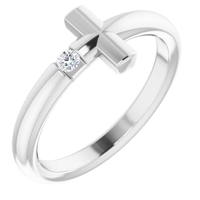 sterling silver .05 ctw diamond sideways cross ring       