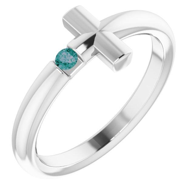 sterling silver alexandrite sideways cross ring  