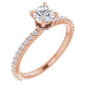 14k rose 5 mm round forever  moissanite & 1/3 ctw diamond engagement ring  