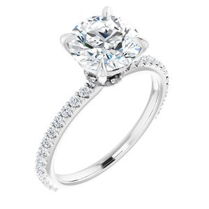 14k white 8 mm round forever  moissanite & 1/3 ctw diamond engagement ring  