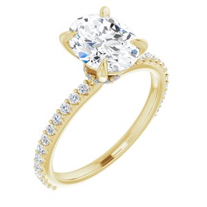 14k yellow 9x7 mm oval forever  moissanite & 1/3 ctw diamond engagement ring  