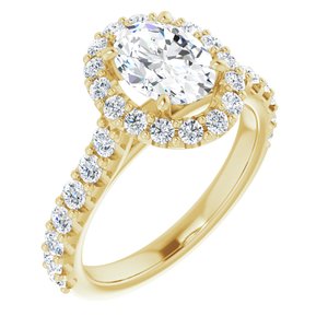 14k yellow 8x6 mm oval forever  moissanite & 3/4 ctw diamond engagement ring  