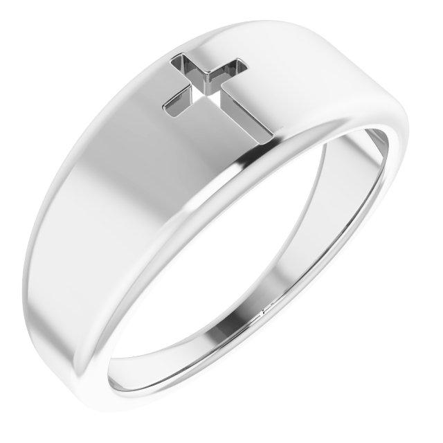 sterling silver pierced cross ring  