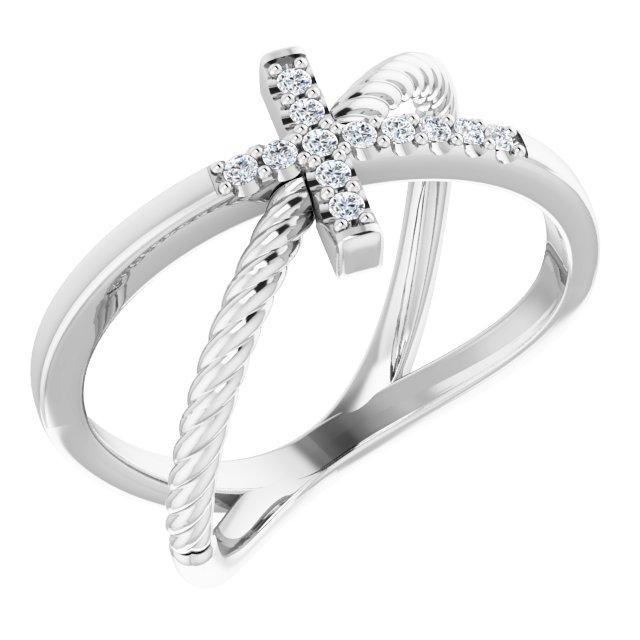 sterling silver 1/10 ctw diamond cross rope ring