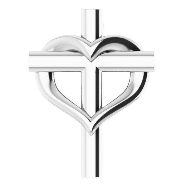 platinum youth cross with heart pendant  