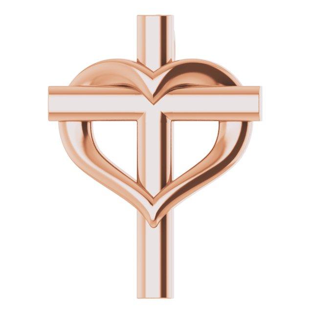 14k rose youth cross with heart pendant  