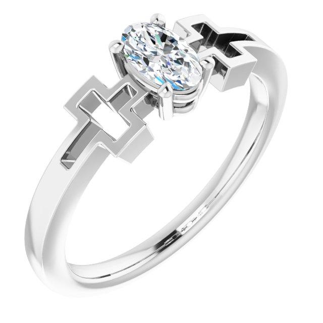 14k white sapphire solitaire cross youth ring          