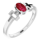 sterling silver chathamâ® created ruby solitaire cross youth ring      