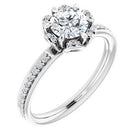 10k white 5.8 mm round cubic zirconia & 1/8 ctw diamond engagement ring