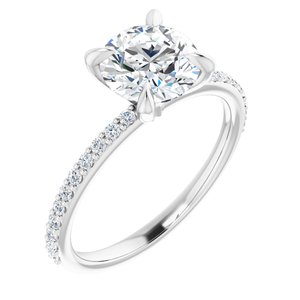 platinum 7.5 mm round forever  moissanite & 1/5 ctw diamond engagement ring 