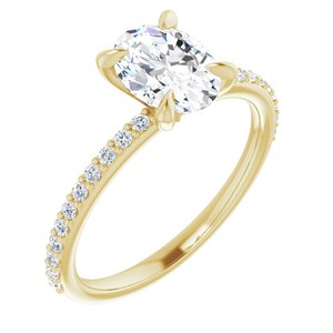14k yellow 8x6 mm oval forever  moissanite & 1/5 ctw diamond engagement ring 