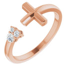 14k rose 1/10 ctw diamond negative space cross ring 