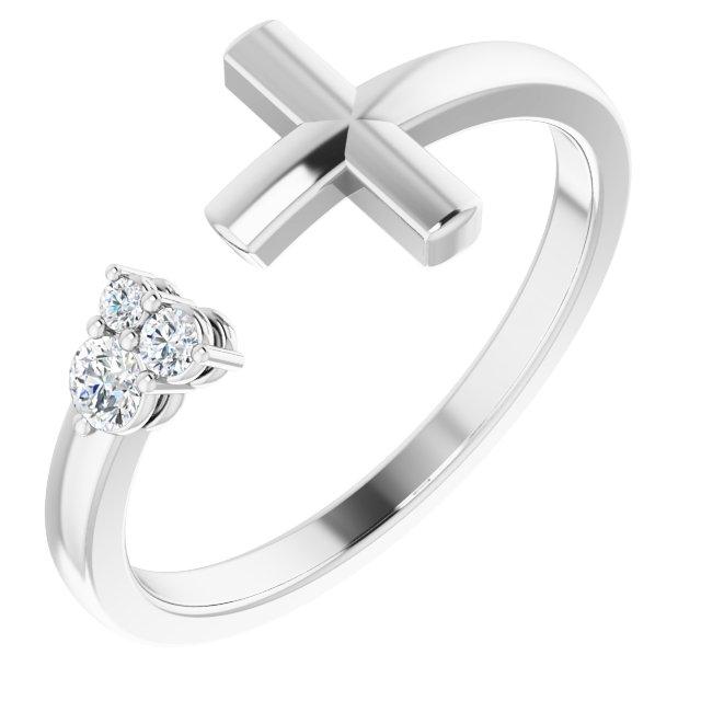 sterling silver 1/10 ctw diamond negative space cross ring 