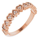 14k rose .07 ctw diamond heart anniversary band  