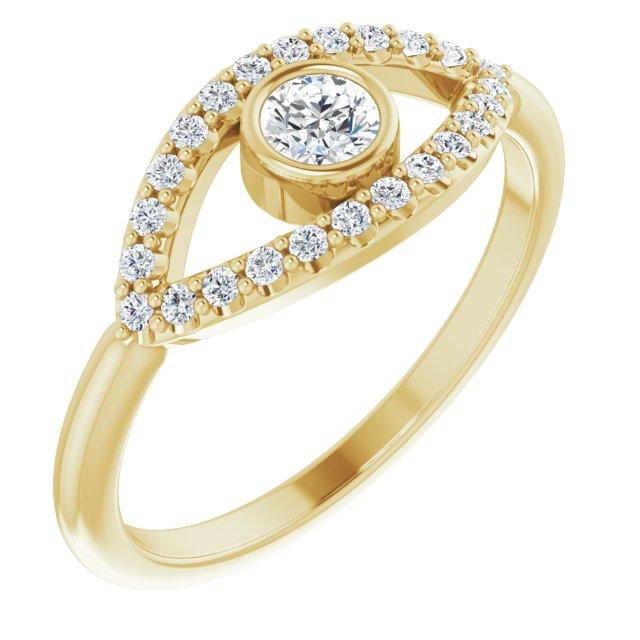 14k yellow sapphire evil eye ring      