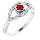 sterling silver chathamâ® created ruby & white sapphire evil eye ring  