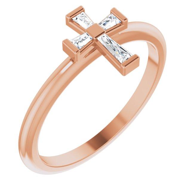 14k rose 1/10 ctw diamond stackable cross ring