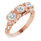 14k rose 1 ctw diamond vintage-inspired three-stone anniversary band  