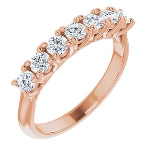 14k rose 3 mm round seven-stone anniversary band mounting 
