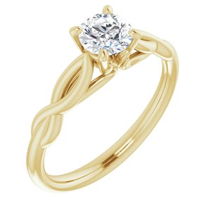 14k yellow 5 mm round forever  moissanite engagement ring 