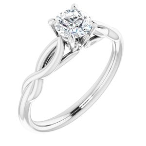 14k white 5 mm round forever  moissanite engagement ring 