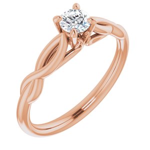 14k rose 4 mm round forever  moissanite engagement ring 