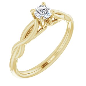 14k yellow 4 mm round forever  moissanite engagement ring 