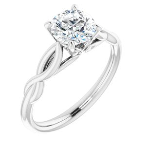 14k white 6.5 mm round forever  moissanite engagement ring 