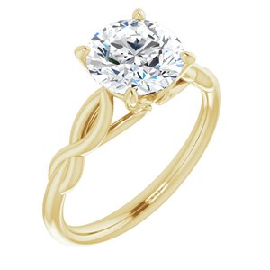 14k yellow 8 mm round forever  moissanite engagement ring 