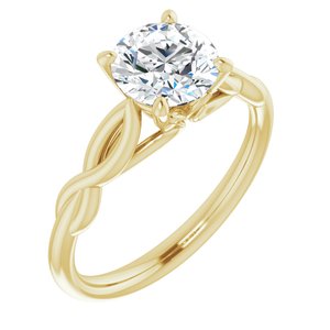 14k yellow 7 mm round forever  moissanite engagement ring 