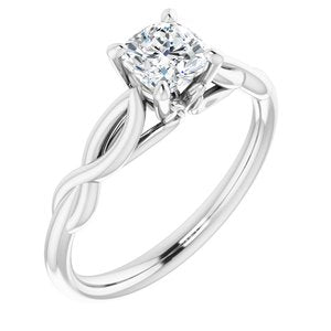 14k white 5 mm cushion forever  moissanite engagement ring  