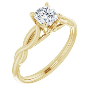 14k yellow 5 mm cushion forever  moissanite engagement ring  