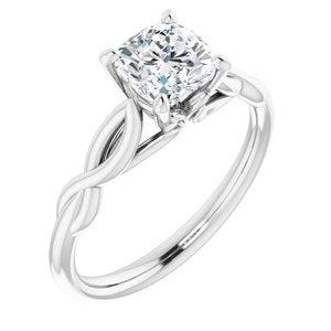 14k white 6 mm cushion forever  moissanite engagement ring  