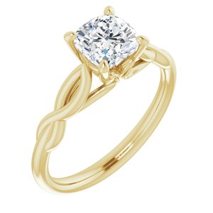 14k yellow 6 mm cushion forever  moissanite engagement ring  