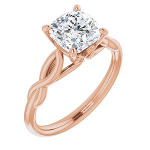 14k rose 7 mm cushion forever  moissanite engagement ring  