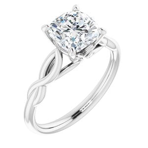 14k white 7 mm cushion forever  moissanite engagement ring  