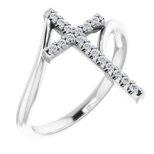 sterling silver 1/8 ctw diamond cross ring