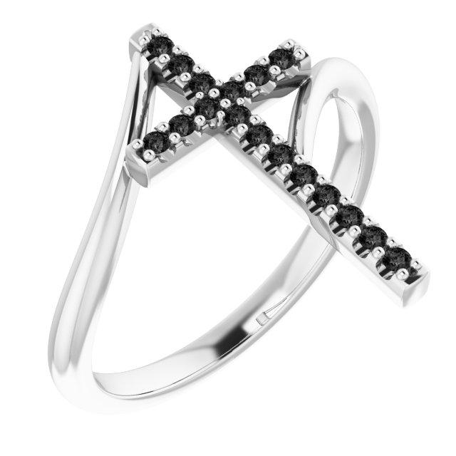 sterling silver 1/8 ctw black diamond cross ring