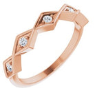 14k rose 1/10 ctw diamond geometric anniversary band