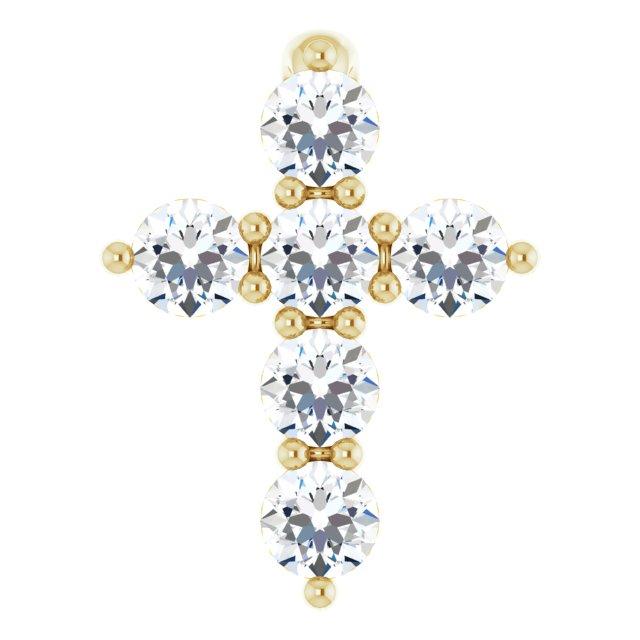 14k yellow 8.7x6.6 mm 1/6 ctw diamond cross pendant 