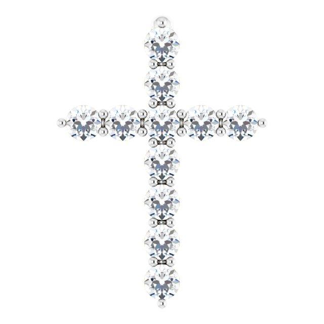 14k white 14.6x10.5 mm 1/4 ctw diamond cross pendant 