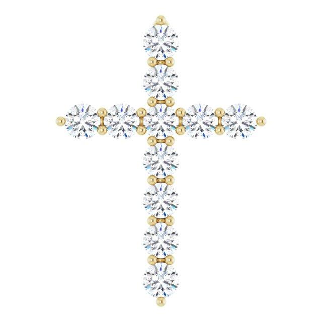 14k yellow 17.8x12.9 mm 3/8 ctw diamond cross pendant 