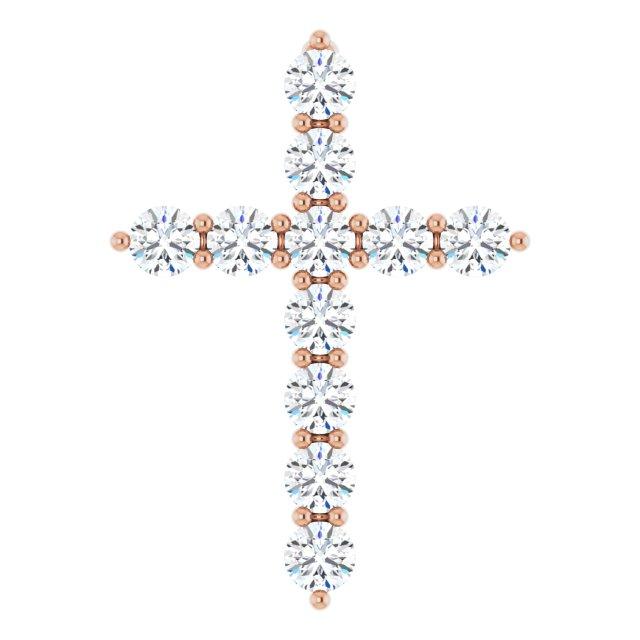 14k rose 17.8x12.9 mm 3/8 ctw diamond cross pendant 