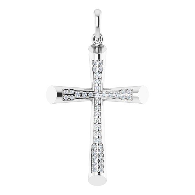 14k white 1/4 ctw diamond micro pavã© cross pendant  