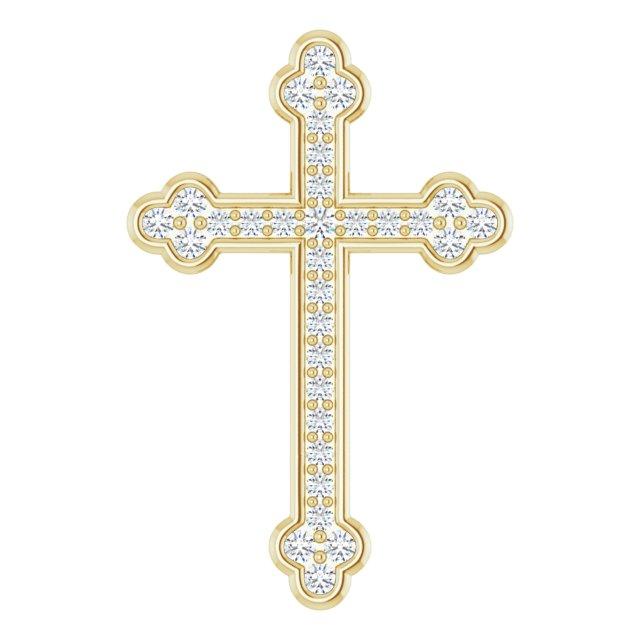 14k yellow 1/4 ctw diamond cross pendant